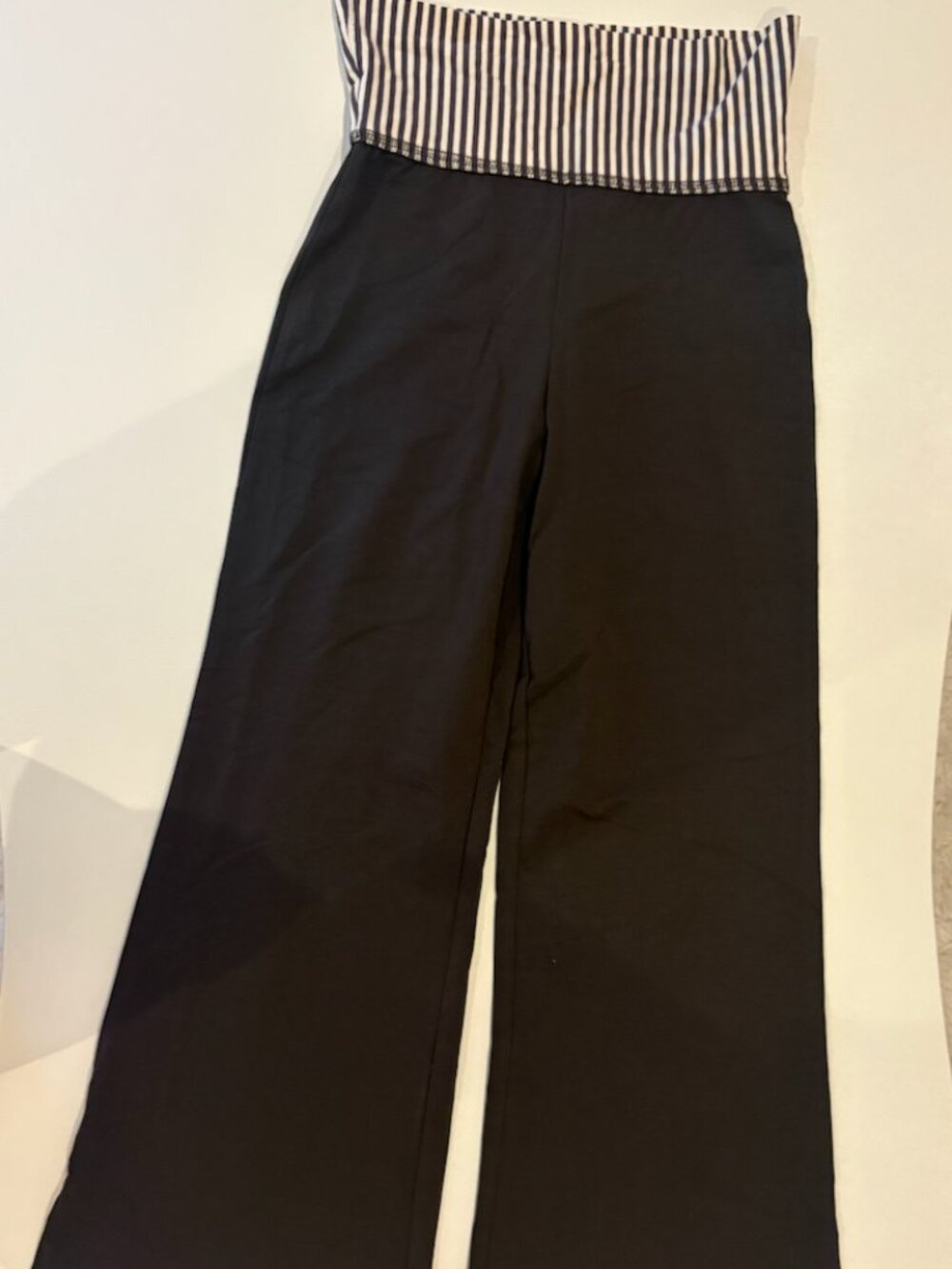 NWT Edikted Meshey Striped Foldover Wide Leg Pants Brown S - Picture 2 of 4
